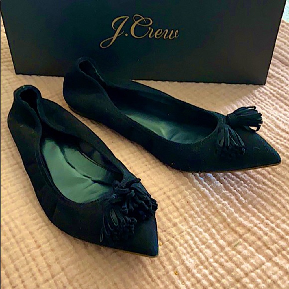 J Crew Lottie Tassel Black Flats (size 7)